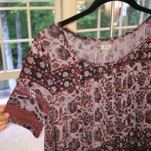 Purple printed ecoté dress